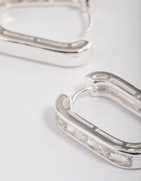 Silver Plated Oval Baguette Hoop Earrings - link has visual effect only