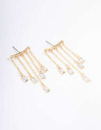 Gold Plated Chain & Baguette Drop Earrings - link has visual effect only