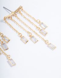 Gold Plated Chain & Baguette Drop Earrings - link has visual effect only