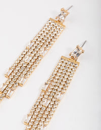 Gold Plated Cubic Zirconia Baguette Waterfall Drop Earrings - link has visual effect only