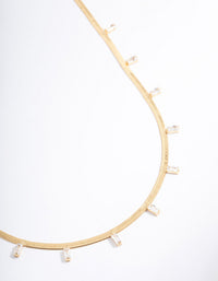 Gold Plated Cubic Zirconia Baguette Snake Chain Necklace - link has visual effect only