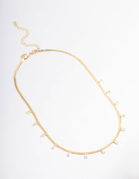 Gold Plated Cubic Zirconia Baguette Snake Chain Necklace - link has visual effect only