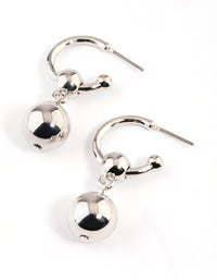 Rhodium Orb Drop Hoop Earrings - link has visual effect only