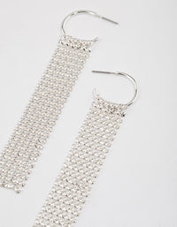 Silver Huggie Mesh Drop Earrings - link has visual effect only