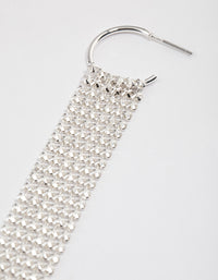 Silver Huggie Mesh Drop Earrings - link has visual effect only