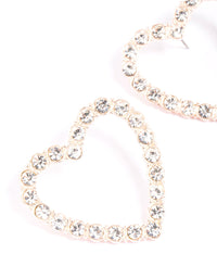 Rose Gold Large Diamante Heart Statement Earrings - link has visual effect only