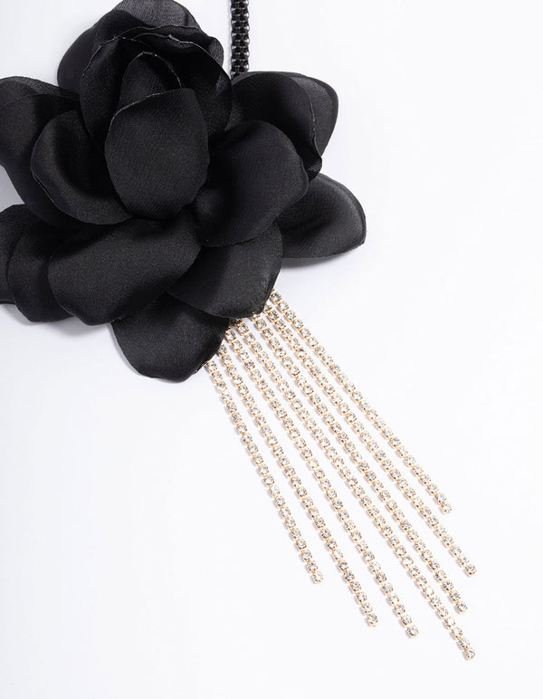 Gold & Black Flower Cup Chain Choker