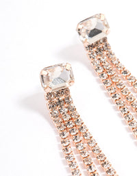 Rose Gold Stone Cupchain Triple Row Drop Earrings - link has visual effect only