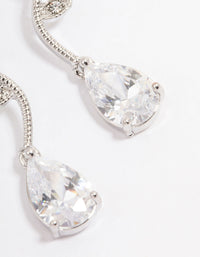 Rhodium Cubic Zirconia Floral Teardrop Earrings - link has visual effect only