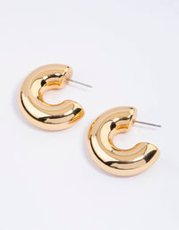 Gold Plated Inflated Classic Hoop Earrings - link has visual effect only