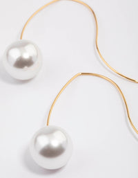 Gold Plated Acrylic Pearl Hook Drop Earrings - link has visual effect only