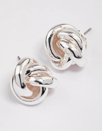 Silver Plated Classic Knotted Stud Earrings - link has visual effect only