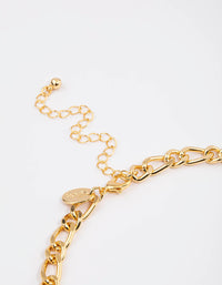 Gold Plated Double Pearl Figaro Necklace - link has visual effect only