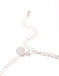 Silver Cubic Zirconia Cup Chain Teardrop Choker - link has visual effect only