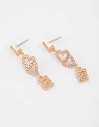 Gold Cubic Zirconia Love Letter Earrings - link has visual effect only