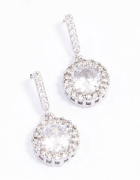 Silver Round Cushion Cubic Zirconia Drop Earrings - link has visual effect only