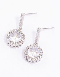 Silver Round Cushion Cubic Zirconia Drop Earrings - link has visual effect only