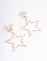 Rose Gold Glamorous Star Drop Earrings - link has visual effect only