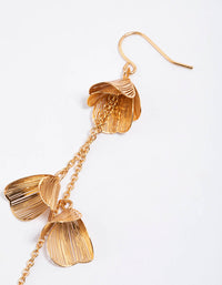 Gold Floral Leaf Hook Drop Earrings - link has visual effect only