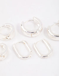 Silver Plated Basic Huggie Earrings 6-Pack - link has visual effect only