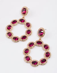 Gold Circle Stone Drop Earrings - link has visual effect only