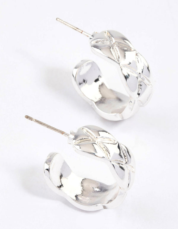 Silver Quilted Hoop Earrings & Polishing Set