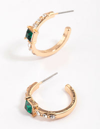 Gold Diamante Statement Stone Hoop Earrings & Polishing Set - link has visual effect only