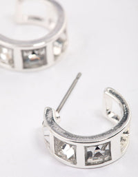 Silver Square Stone Hoop Earrings & Polishing Set - link has visual effect only