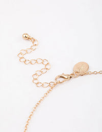 Gold Pearl Rectangle Link Chain Necklace & Polishing Set - link has visual effect only