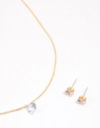 Gold Floating Cubic Zirconia Drop Jewellery & Polishing Set - link has visual effect only