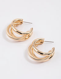 Gold Triple Chunky Hoop Earrings - link has visual effect only