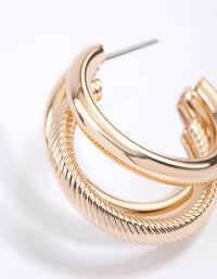 Gold Triple Chunky Hoop Earrings - link has visual effect only