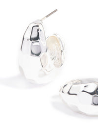 Silver Plated Bold Textured Hoop Earrings - link has visual effect only