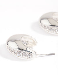 Silver Plated Diamante Wide Hoop Earrings - link has visual effect only