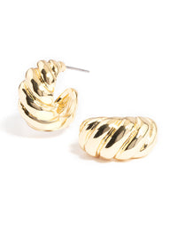 Gold Plated Twisted Wide Hoop Earrings - link has visual effect only