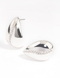 Silver Plated Diamante Bold Teardrop Earrings - link has visual effect only