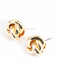 Gold Plated Classic Knotted Stud Earrings - link has visual effect only