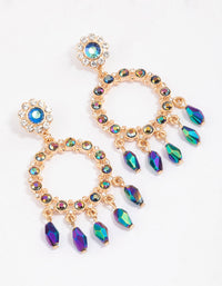 Gold Multi Stone Stud Drop Earrings - link has visual effect only