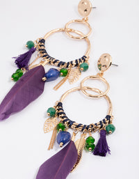 Gold Stone Tassel Drop Earrings - link has visual effect only