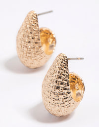 Gold Crescent Pear Hoop Earrings - link has visual effect only