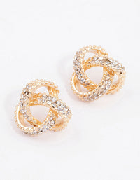 Gold Multi Diamante Stud Earrings - link has visual effect only