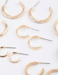 Gold Multi Hoop Earrings 6-Pack - link has visual effect only