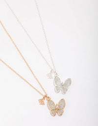 Kids Diamante Butterfly Necklace Pack - link has visual effect only