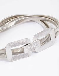 Silver Rectangle Buckle Stretch Belt - link has visual effect only