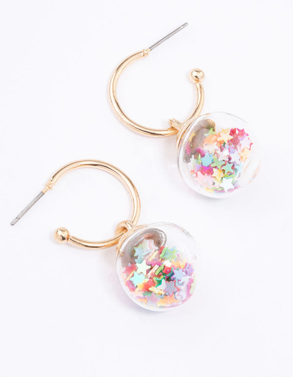 Gold Glitter Shaker Huggie Earrings