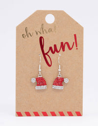 Red Diamante Santa Hat Drop Earrings - link has visual effect only