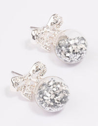 Silver Bow Bauble Drop Earrings - link has visual effect only