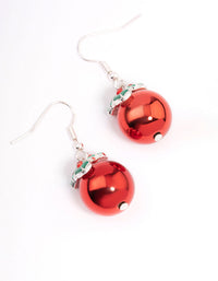 Silver Mistletoe Ball Drop Earrings - link has visual effect only