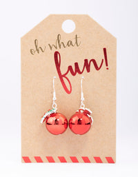 Silver Mistletoe Ball Drop Earrings - link has visual effect only