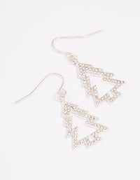 Silver Crystal Christmas Tree Outline Drop Earrings - link has visual effect only